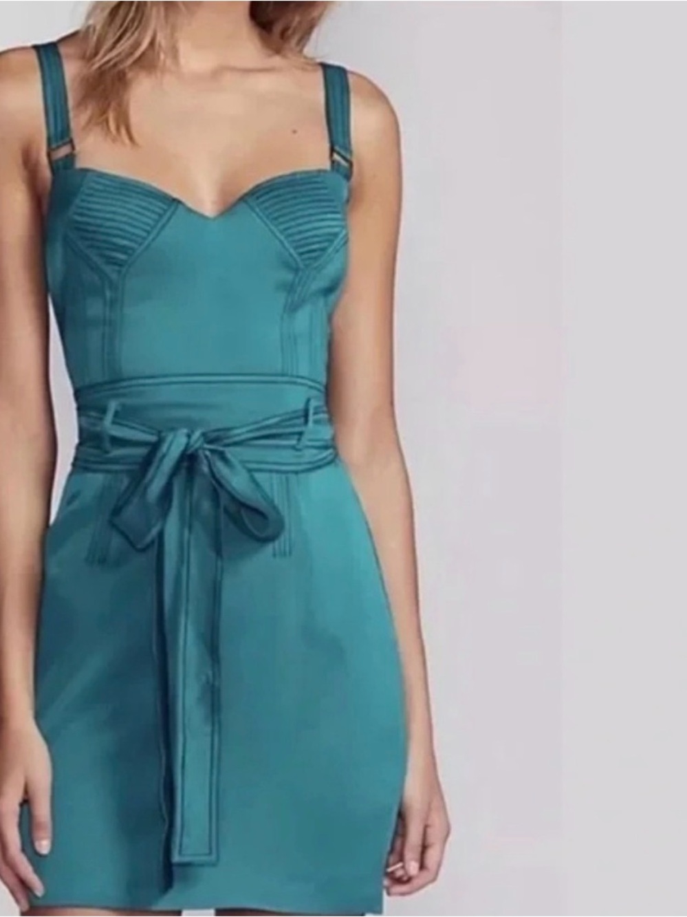 Free People Teal Structured Sweetheart Mini Dress